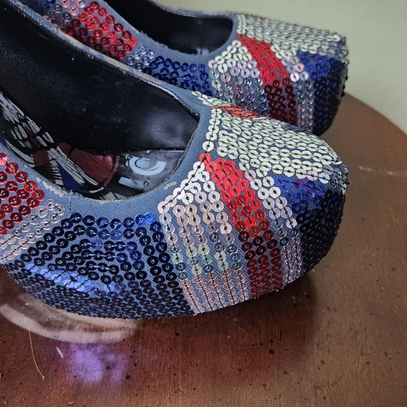 Just Fabulous UK Flag Sequined Heels Size 9 - Picture 4 of 9